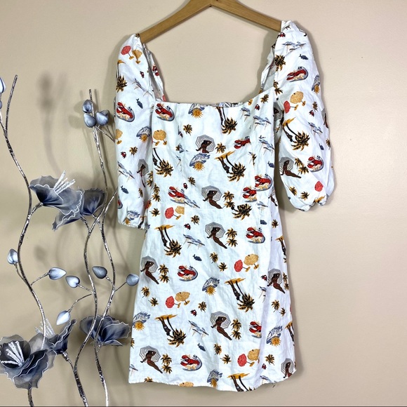 ❗️SOLD❗️Reformation Hampstead Linen Dress Tropez - Picture 7 of 10